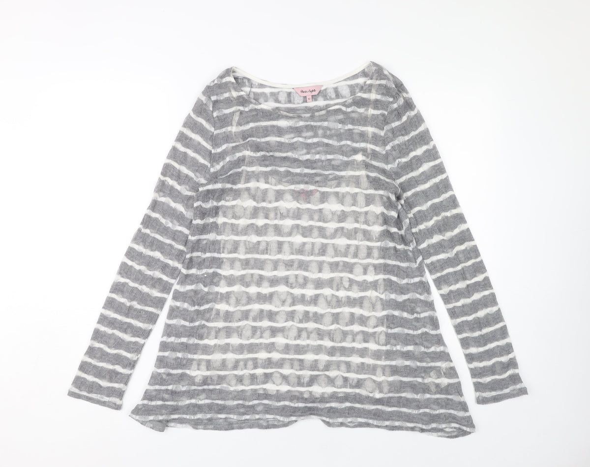 Phase Eight Women's Grey Striped Blouse, Size 12