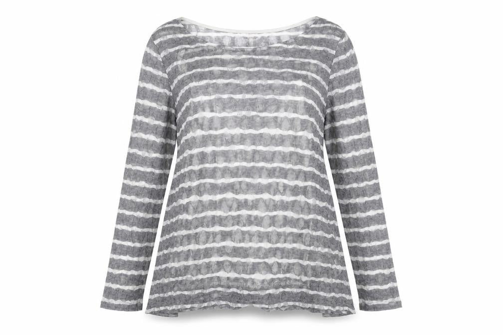 Phase Eight Women's Grey Striped Blouse, Size 12