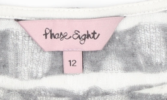 Phase Eight Women's Grey Striped Blouse, Size 12
