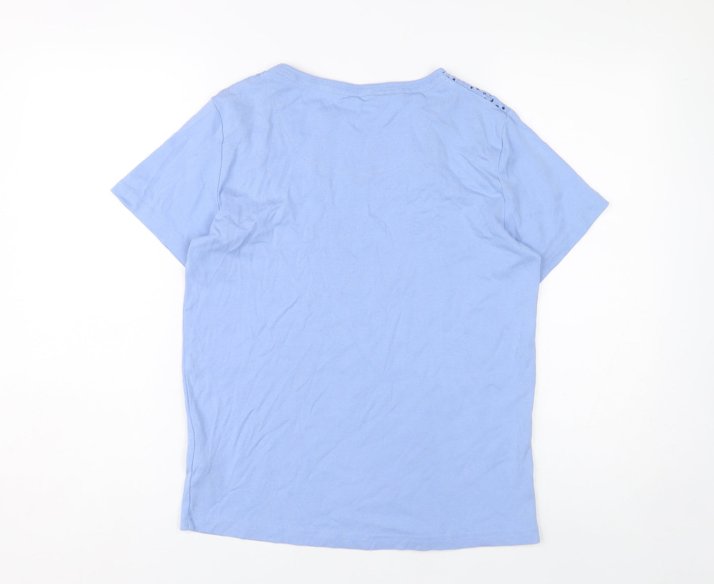 Maine Women's Blue Crochet Accent T-Shirt Size 16