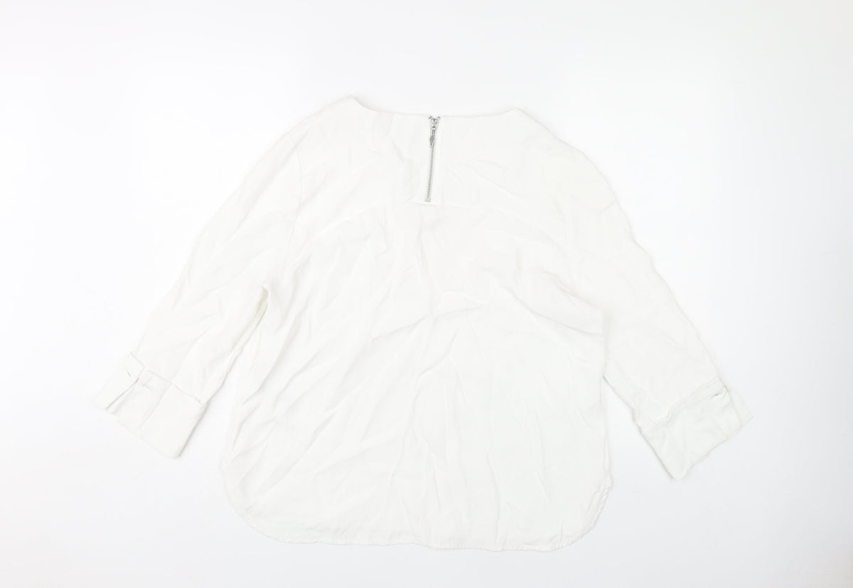 Phase Eight Women's White Blouse, UK 14, 3/4 Sleeve