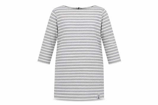 Jaeger Women's Grey Striped Boat Neck Dress, XL