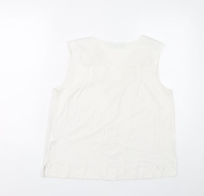 Back view of French Connection Women’s Ivory Sleeveless Blouse L