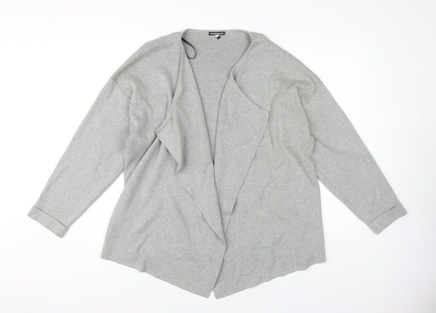 Warehouse Women's Grey Open Front Cardigan Jumper Size L