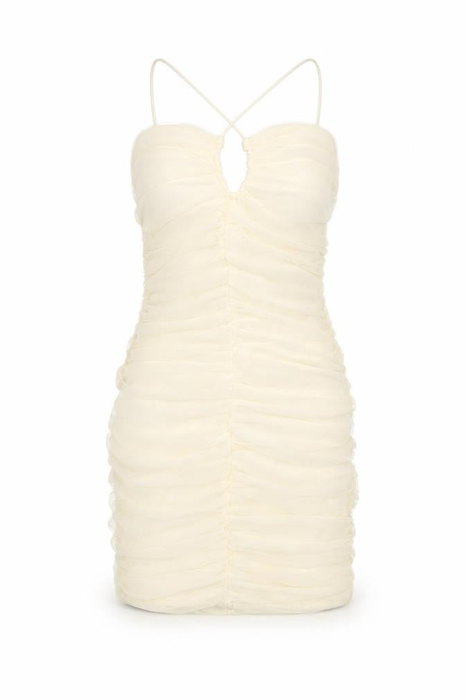 Oh Polly Women's Ivory Bodycon Halter Dress Size 4