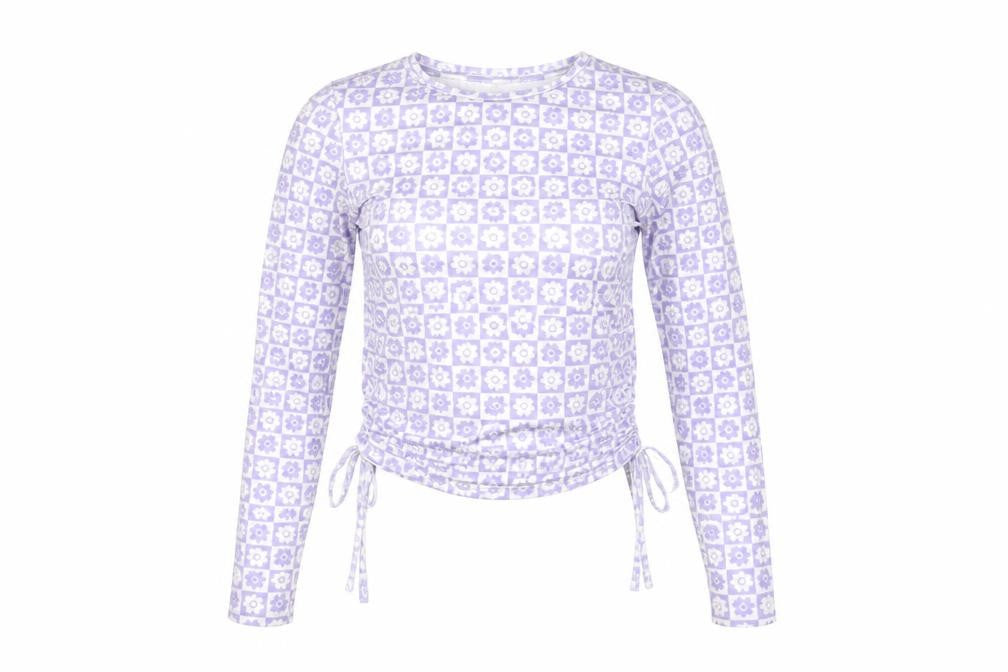 ASOS DESIGN Women's Purple Floral Long Sleeve Top