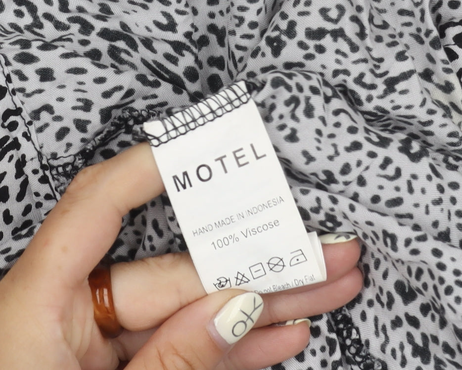 Motel Women's Black White Animal Print Dress S