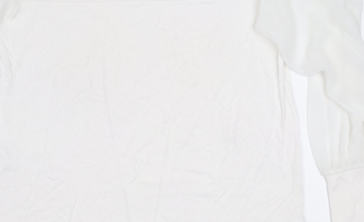 Mango Women's White Balloon Sleeve Blouse Size M