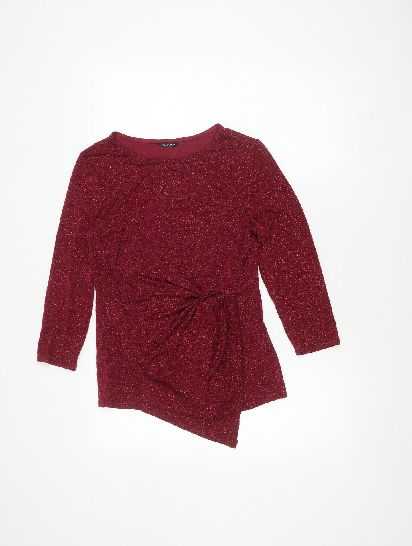 Roman Women's Red Long Sleeve Glitter Blouse Size 10
