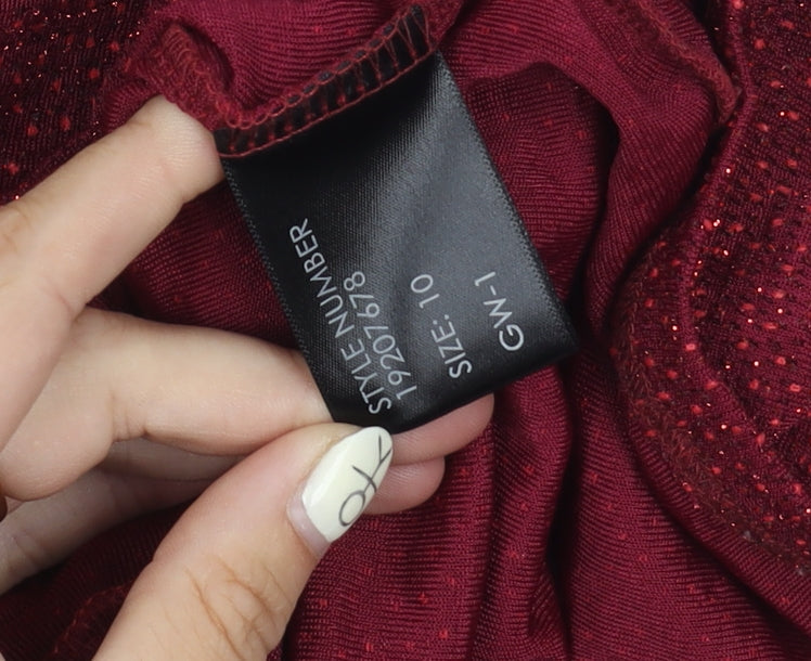 Roman Women's Red Long Sleeve Glitter Blouse Size 10