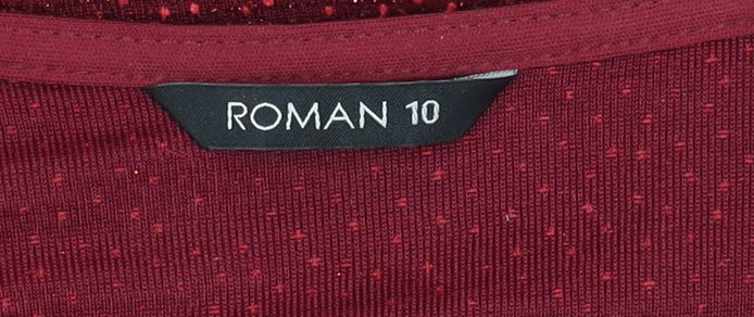 Roman Women's Red Long Sleeve Glitter Blouse Size 10