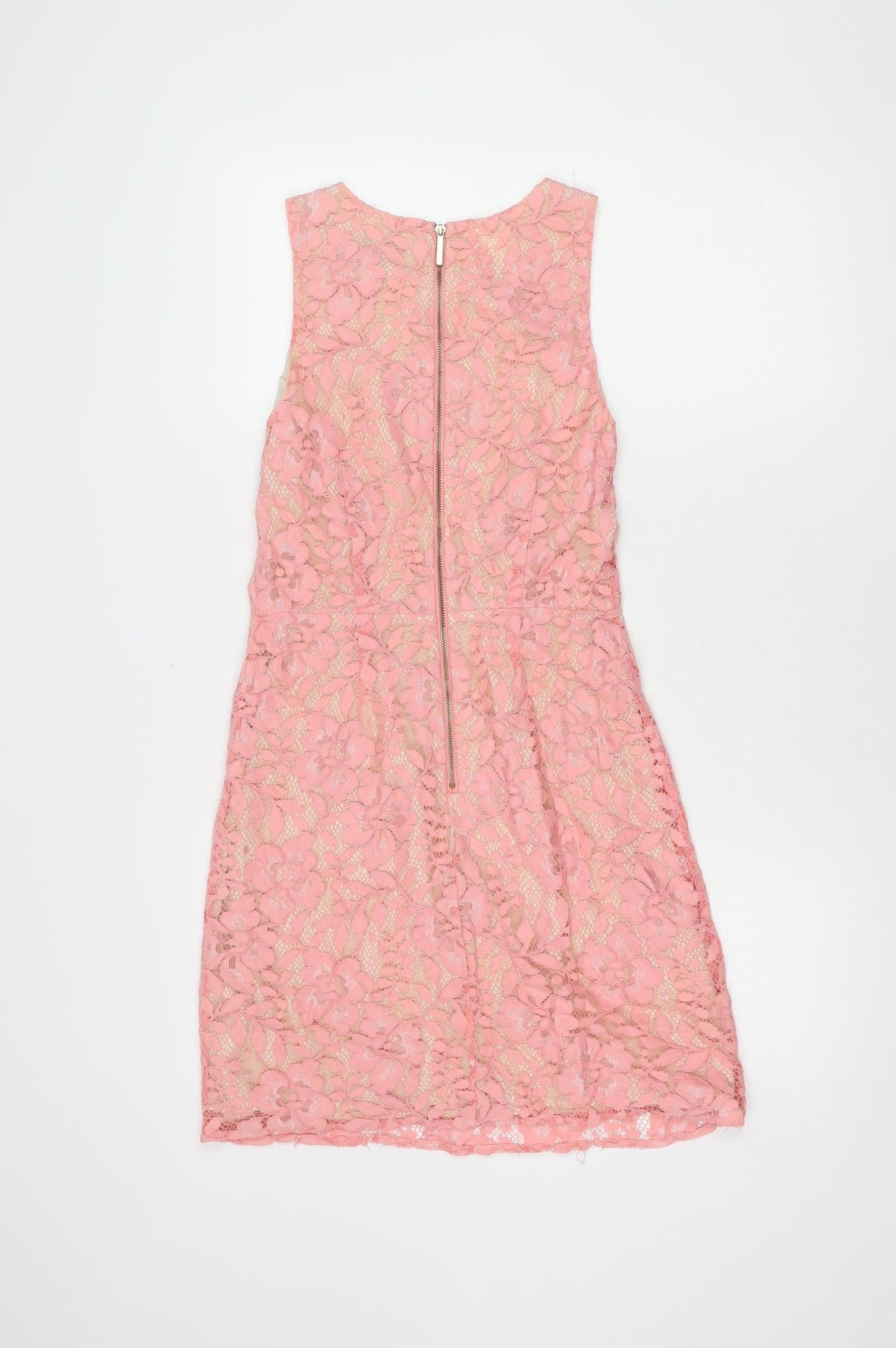 Oasis Women's Pink A-Line Floral Lace Dress, Size 6