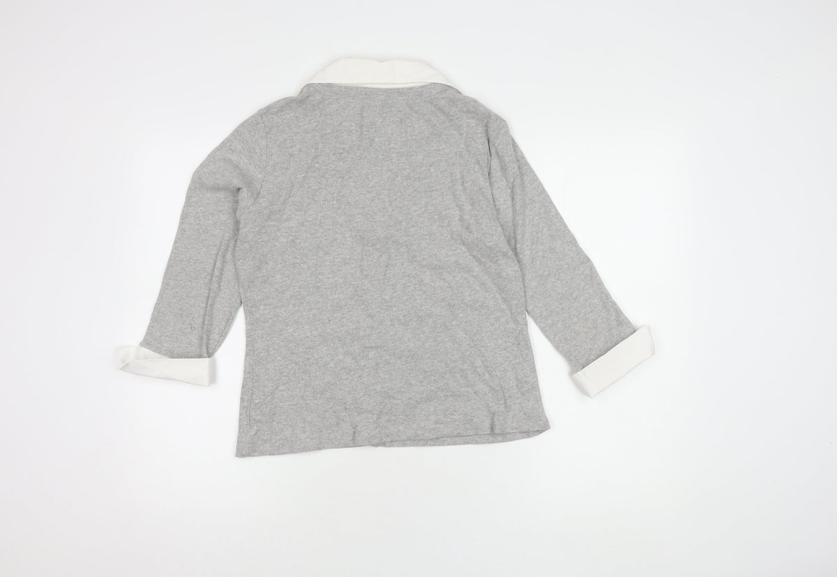 Next Women's Grey Knit Button-Up Collared Shirt