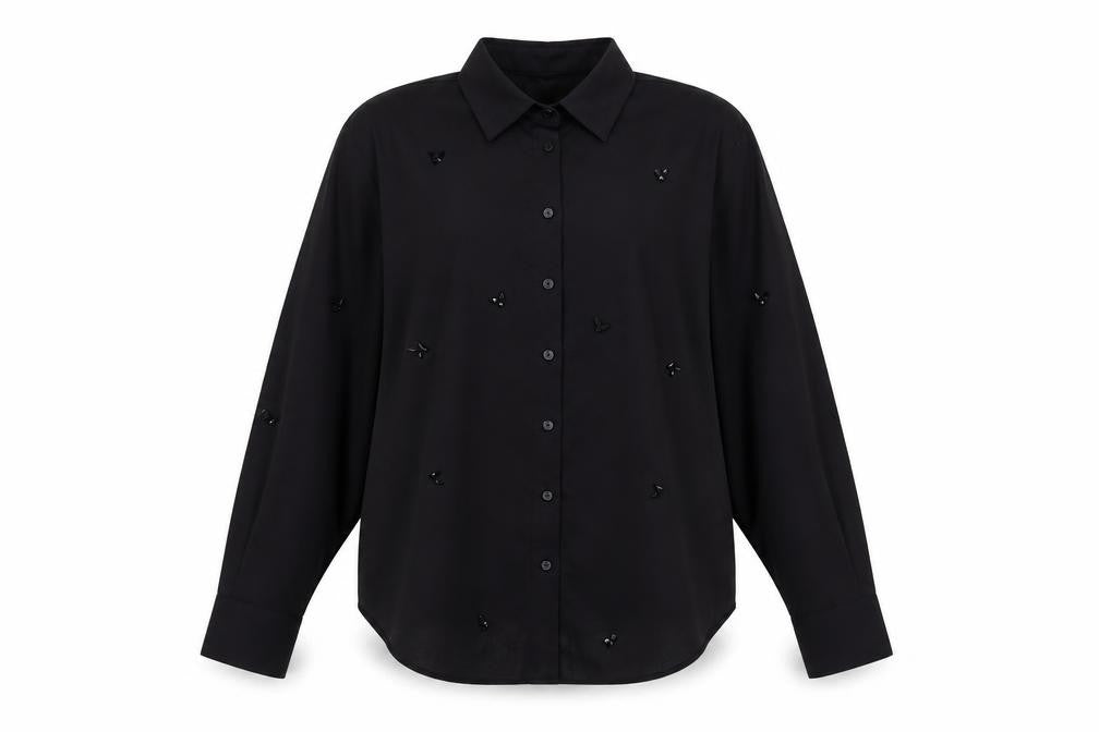 Marks & Spencer Black Button-Up Wool Shirt 10
