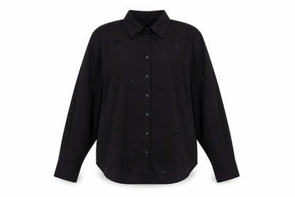 Front view of Marks & Spencer Black Button-Up Wool Shirt 10