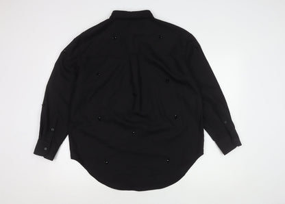 Back view of Marks & Spencer Black Button-Up Wool Shirt 10