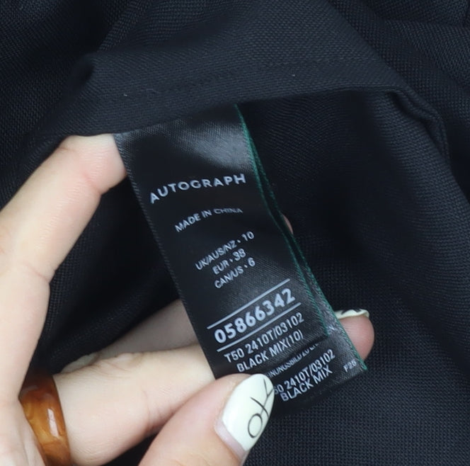 Marks & Spencer Black Button-Up Wool Shirt 10