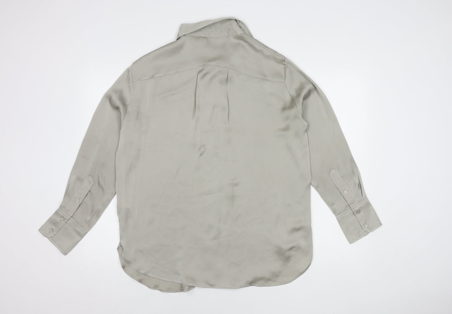 H&M Women's Beige Button-Up Shirt Size 12
