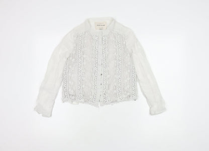 River Island Women's White Embroidered Blouse Size 6