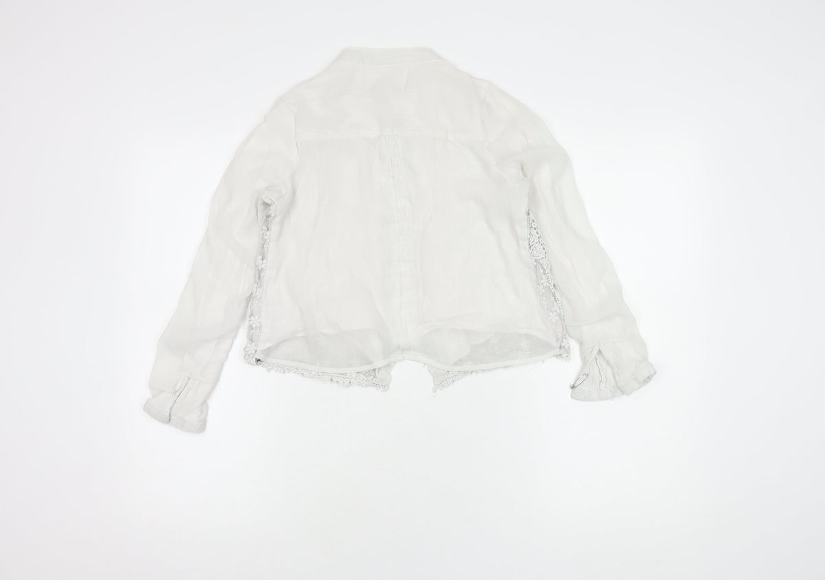 River Island Women's White Embroidered Blouse Size 6