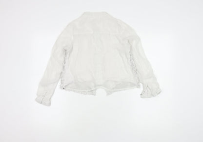 River Island Women's White Embroidered Blouse Size 6