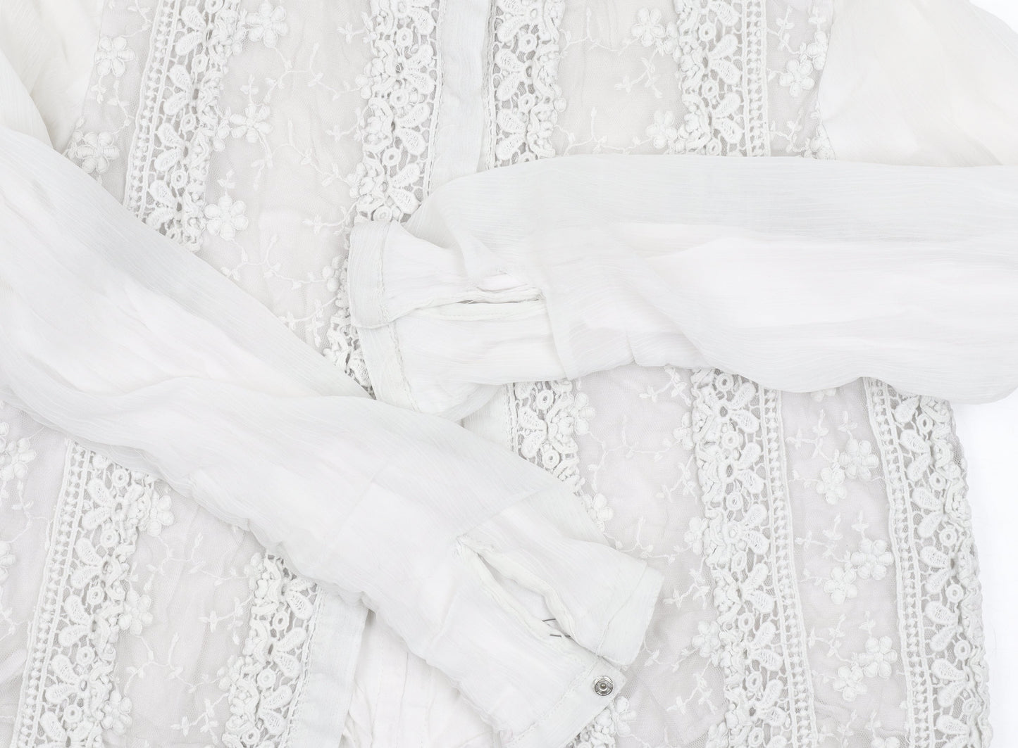 River Island Women's White Embroidered Blouse Size 6