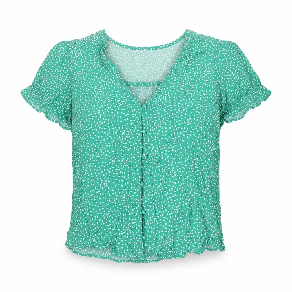 MNG Women's Green Polka Dot Blouse XS