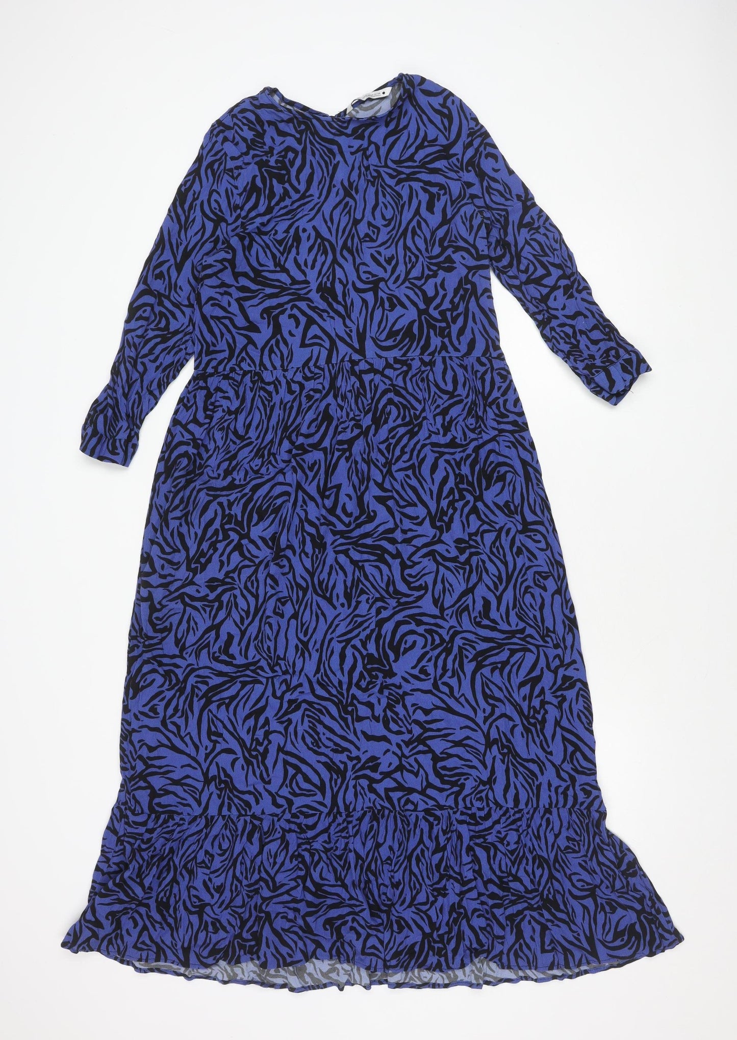 Zara Women's Blue Animal Print Long Sleeve Dress XS