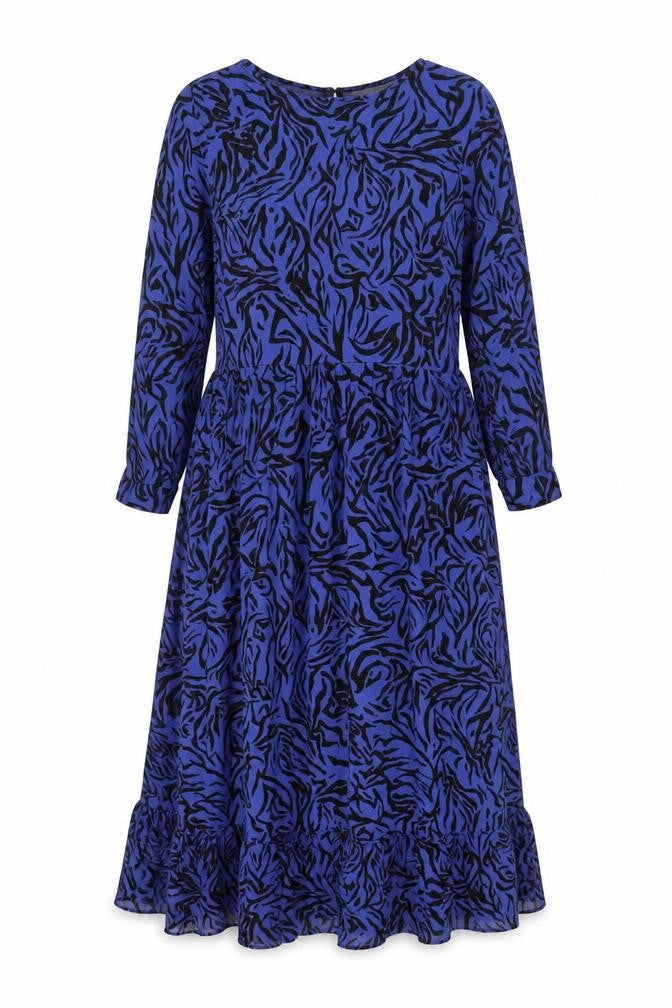 Zara Women's Blue Animal Print Long Sleeve Dress XS