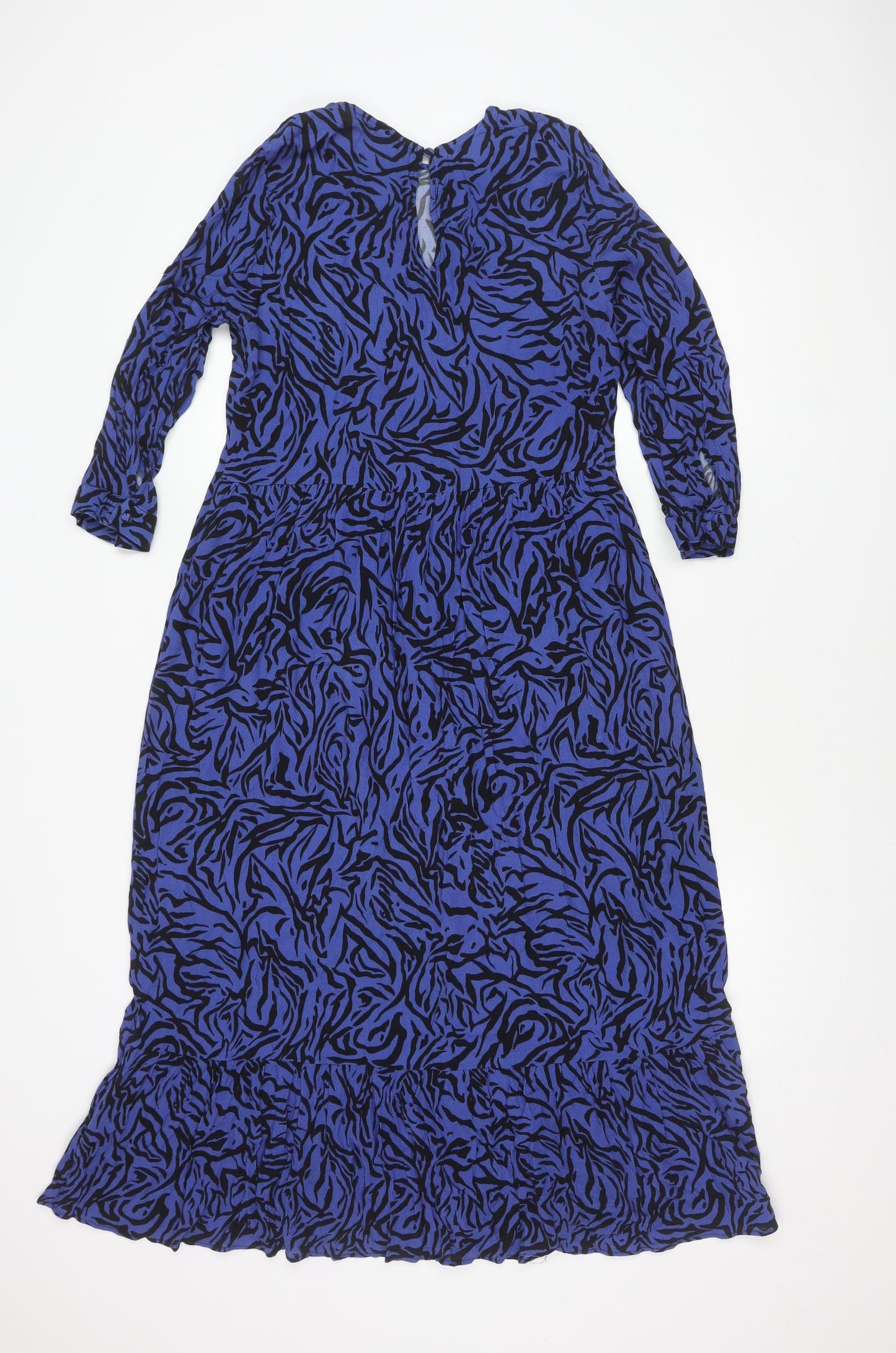 Zara Women's Blue Animal Print Long Sleeve Dress XS