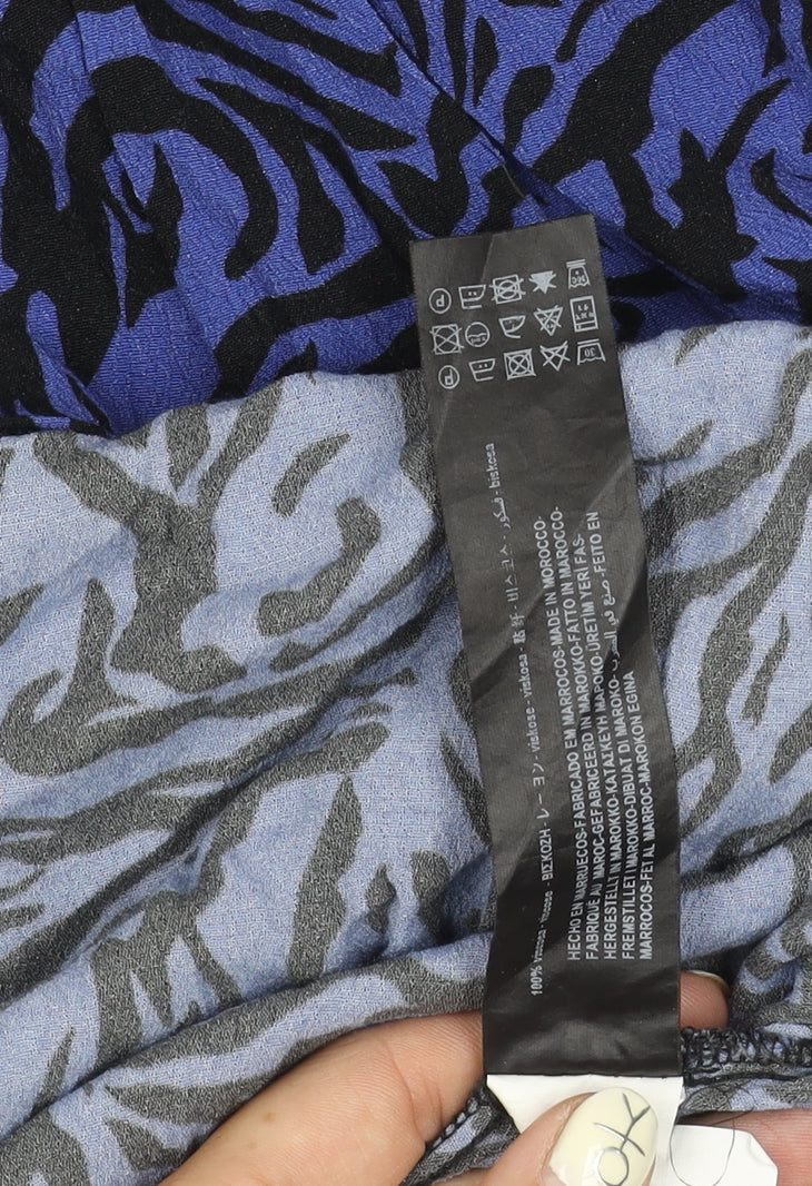 Zara Women's Blue Animal Print Long Sleeve Dress XS