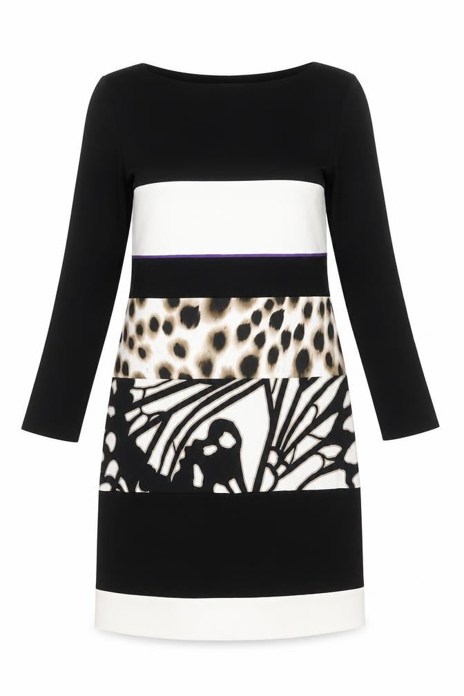 Marc Cain Women Black Dress, Size 12, Animal Print