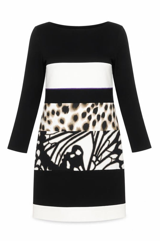 Marc Cain Women Black Dress, Size 12, Animal Print