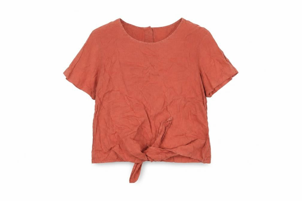 Rachel Zoe Women's Orange Linen T-Shirt M Casual
