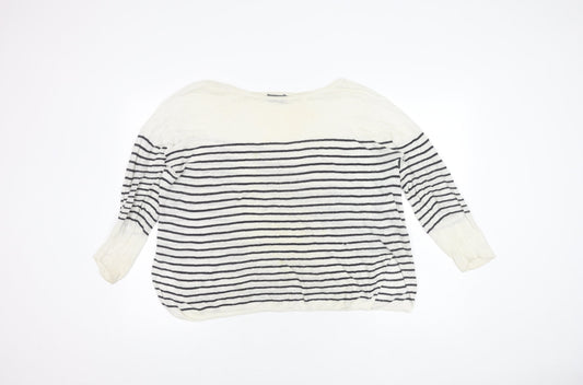 Mint Velvet Women's White Striped Pullover Jumper M