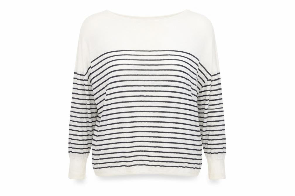 Mint Velvet Women's White Striped Pullover Jumper M