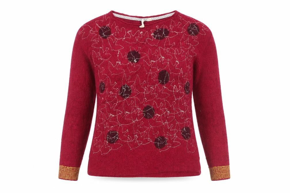 White Stuff Women's Red Geometric Pullover Jumper