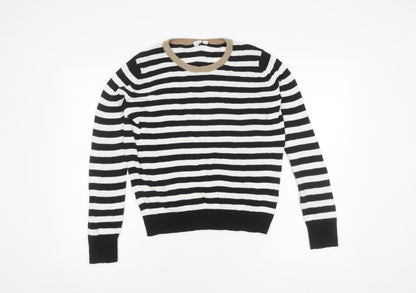Gap Women's Black Striped Pullover Jumper M