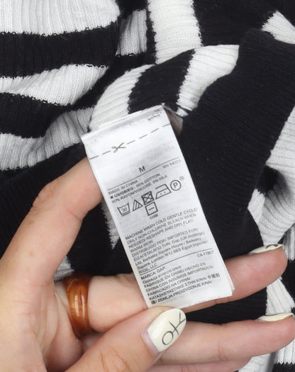 Gap Women's Black Striped Pullover Jumper M