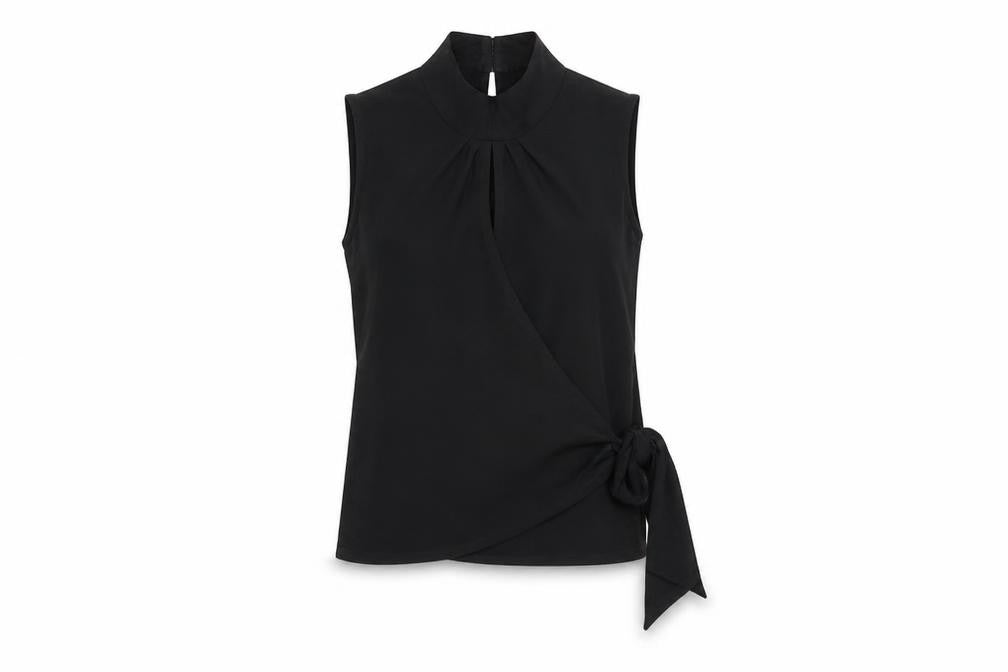Coast Women's Black Wrap Blouse, Size 10, High Neck Style