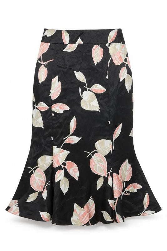 Jacques Vert Women's Black Floral A-Line Skirt, Size 10