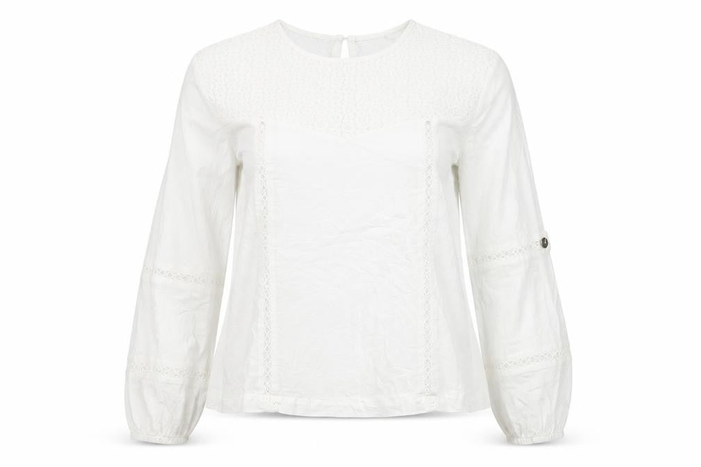 Superdry Women's White Blouse, UK 8, Long Sleeve