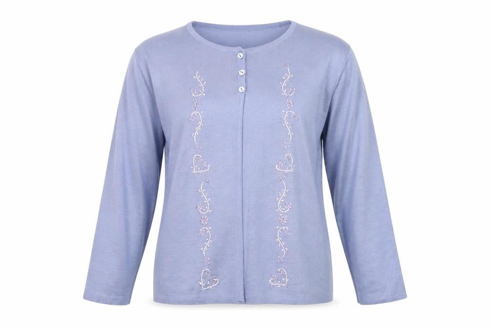 Tumi Collection Women's Blue Cardigan, One Size, Embroidered