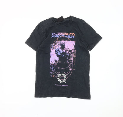 Preloved Marvel Boys Black T-Shirt Black Panther 9-10 Years - Front