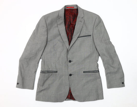 Red Herring Men's Grey Check Blazer, Size 40R