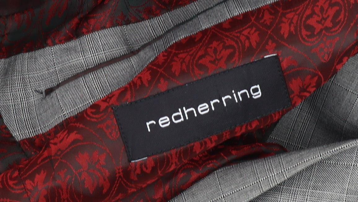 Red Herring Men's Grey Check Blazer, Size 40R
