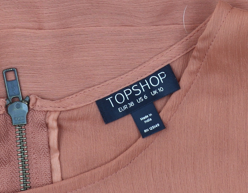 Topshop Women's Brown Shift Dress Size 10
