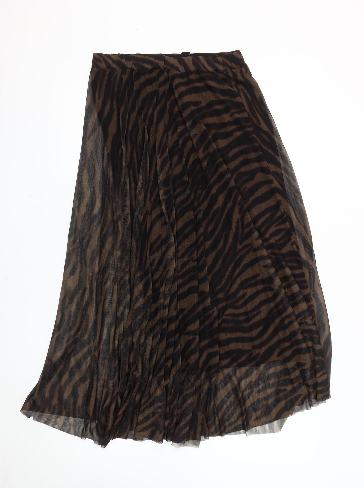 Amisu Women's Brown Animal Print Pleated Skirt Size 10