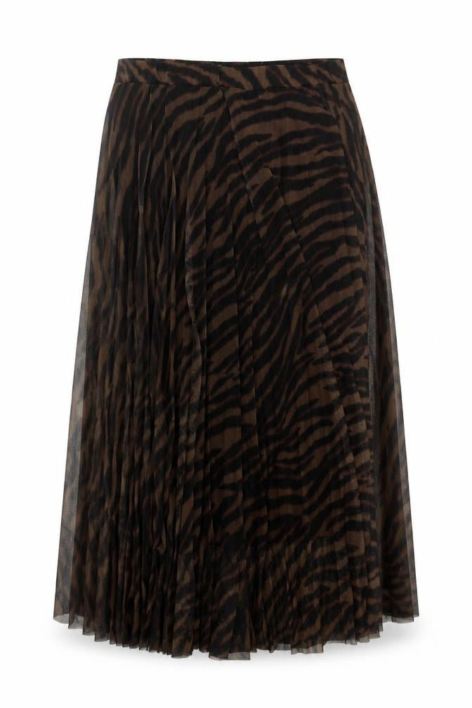Amisu Women's Brown Animal Print Pleated Skirt Size 10