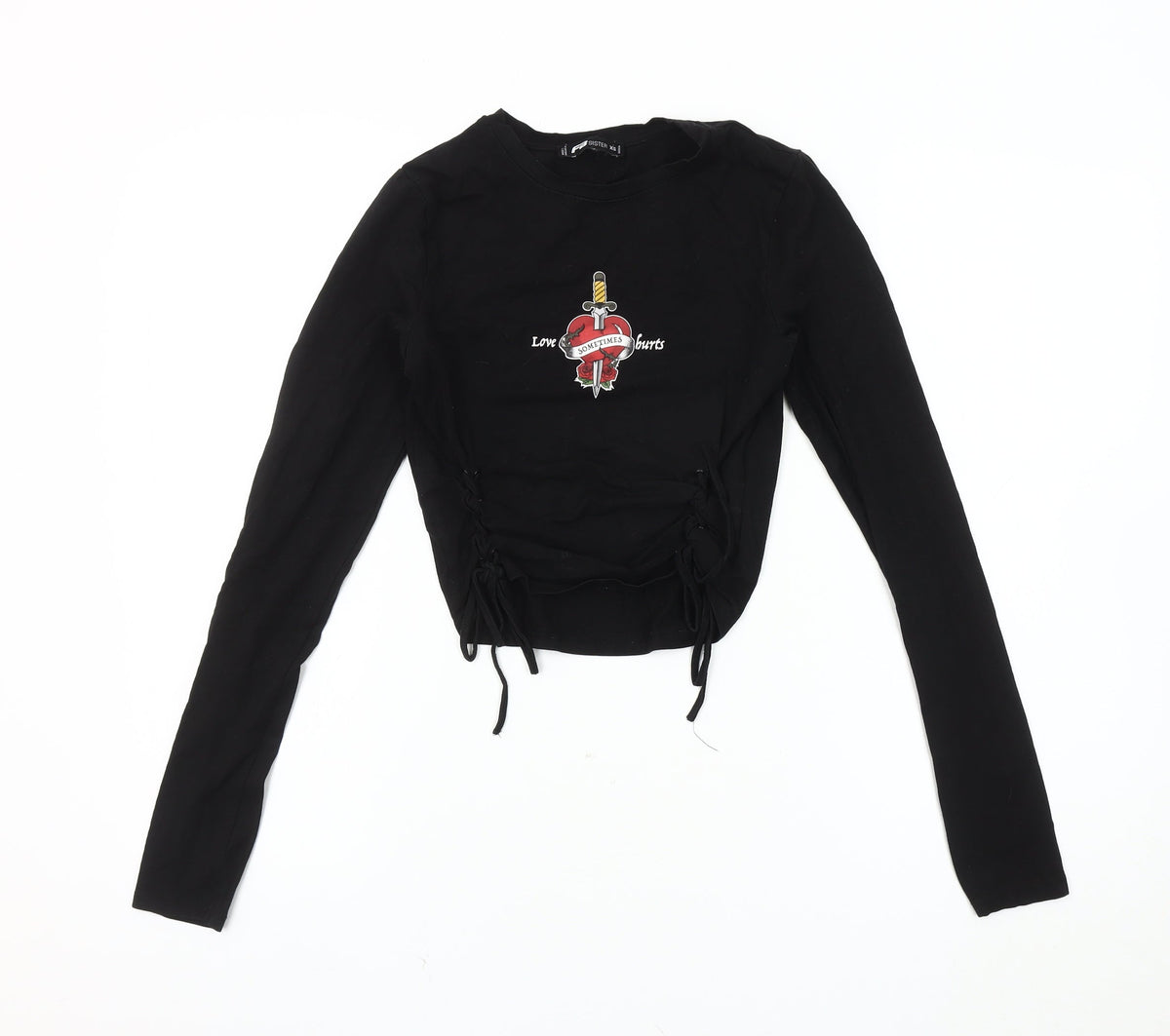 FB Sister Women's Black Cropped Long Sleeve Tee XS